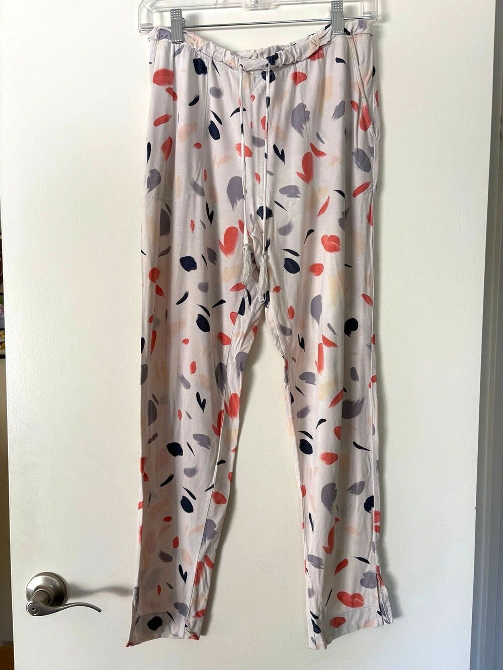 Soma Cool Nights Pajama Set S Abstract Brushstroke Rayon Lounge Pants Pocket PJs - Picture 3 of 10